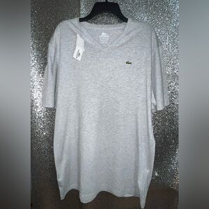 Men’s V-Neck Lacoste Grey T-Shirt NWT Size LT